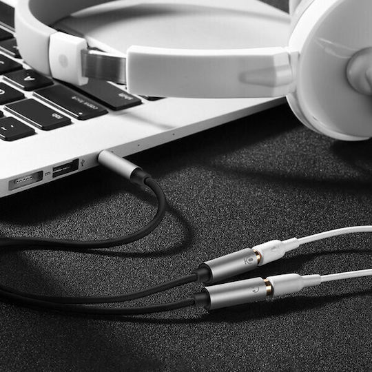 Ugreen Audio Cable TRRS 3.5mm Male - 2x 3.5mm Female White 0.2m 10739