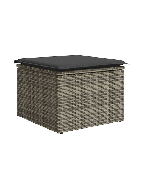 Stool Outdoor Rattan with Cushion Grey 1pcs 55x55x37cm