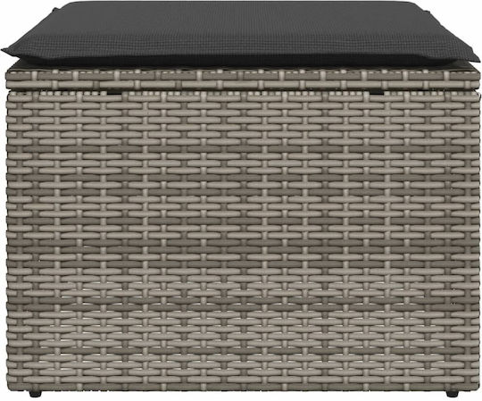 Outdoor Cube Garden Stool Rattan With Grey Cushion 55x55x37cm