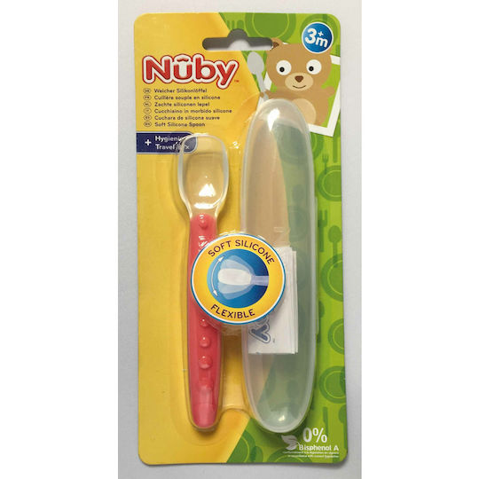 Nuby Baby Spoon made of Silicone in Case Blue