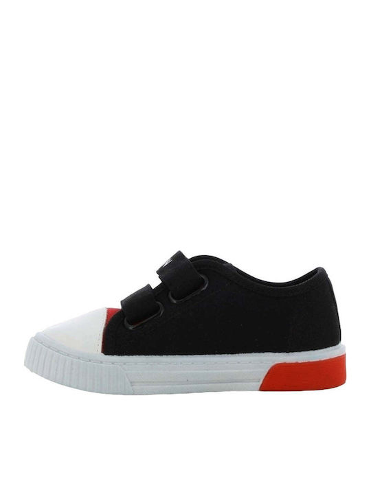 Παιδικά Sneakers Ανατομικά με Σκρατς & Φωτάκια Μαύρα
