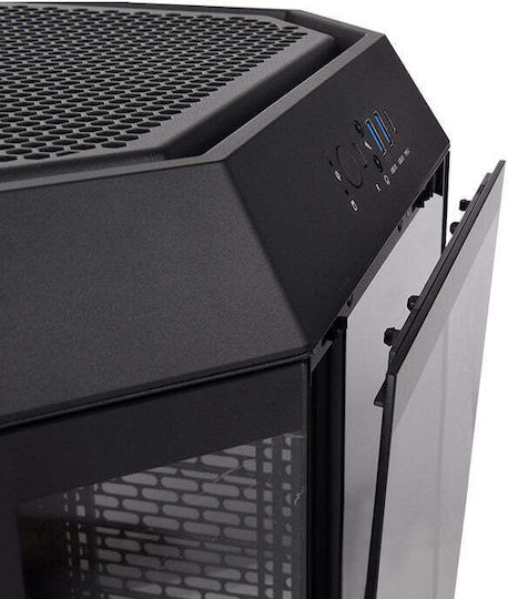 Thermaltake The Tower 300 Gaming Micro Tower Κουτί Υπολογιστή με Πλαϊνό Παράθυρο και RGB Φωτισμό Μαύρο