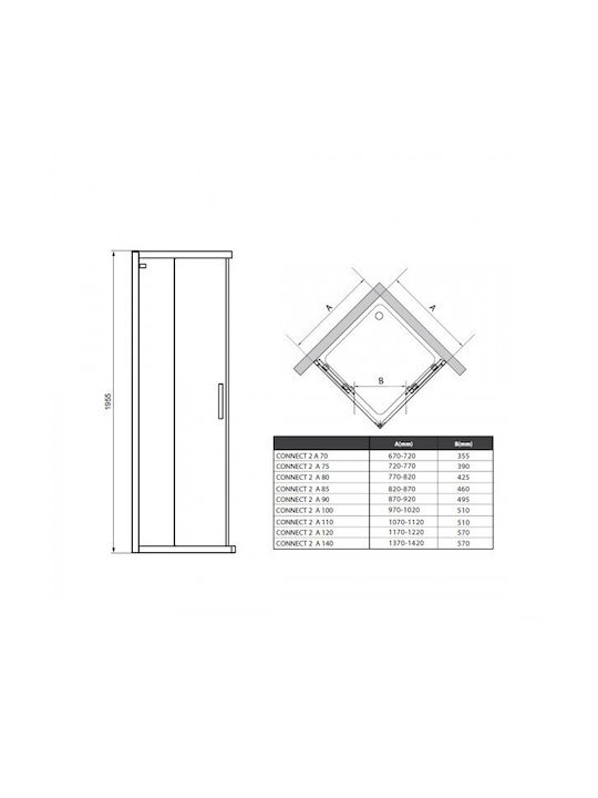 Ideal Standard Connect 2 Shower Screen for Shower with Sliding Door 90x100cm Chrome