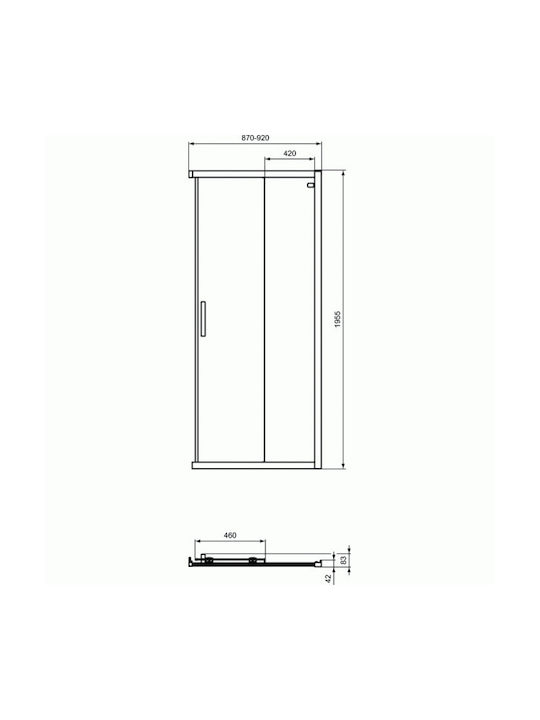 Ideal Standard Connect 2 Shower Screen for Shower with Sliding Door 90x100cm Chrome