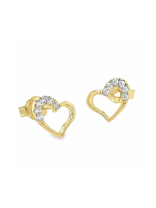 Heart Shaped Earrings in 14K Gold with Zircon Stones Ear_5509