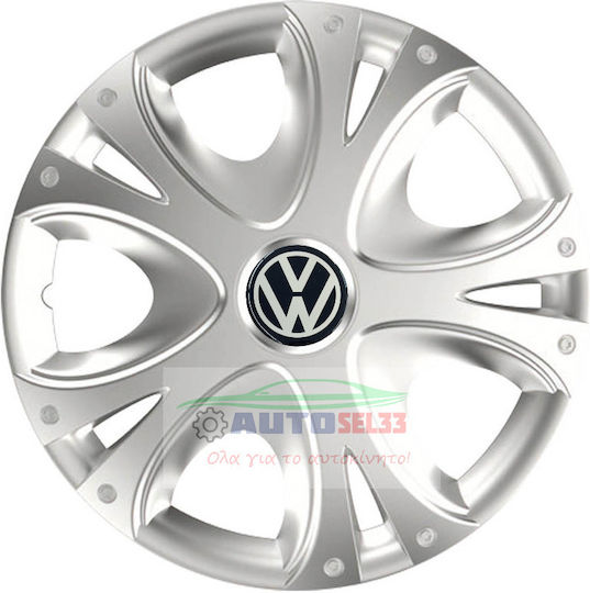 Versaco Car Hubcap Set Dynamic with VW Emblem 13" 4pcs Silver