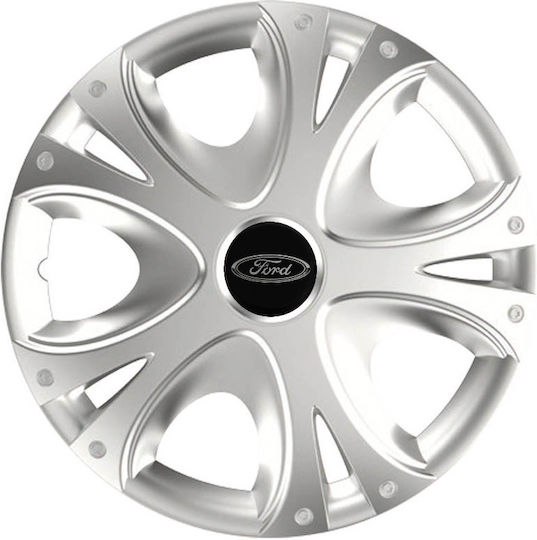 Versaco Auto Radkappen Set Dynamic mit Marke Auto 4Stück 13" Silber/Silber