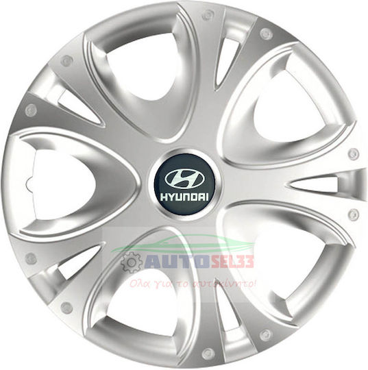Versaco Car Hubcap Set Dynamic with Hyundai Emblem 13" 4pcs Silver