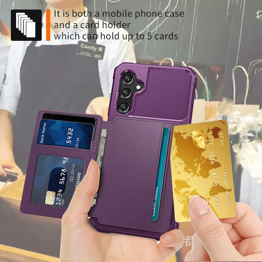 HappyCase Wallet Silicone / Synthetic Leather 0.5mm Purple (Samsung Galaxy A25)