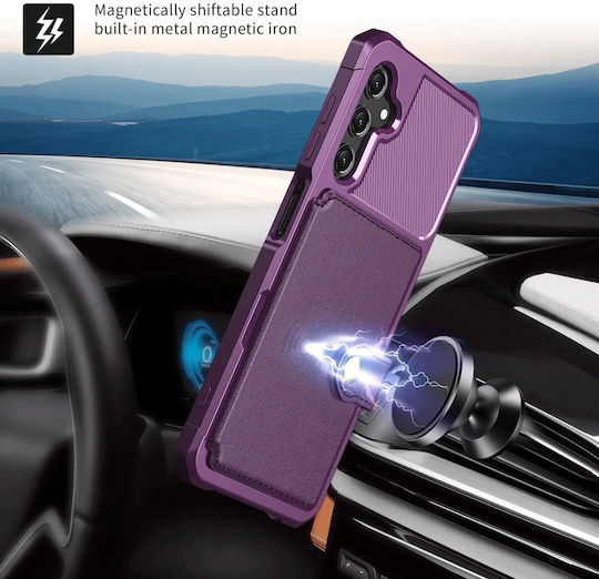 HappyCase Wallet Silicone / Synthetic Leather 0.5mm Purple (Samsung Galaxy A25)