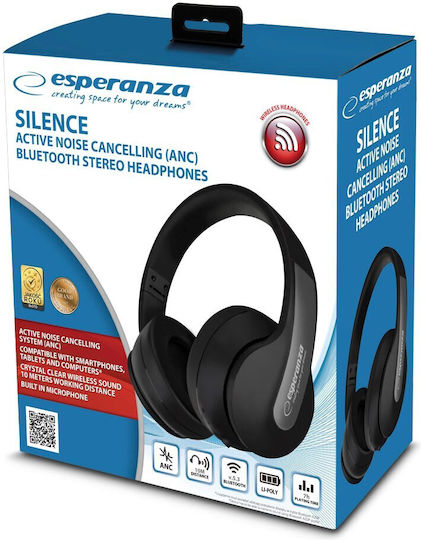 Esperanza EH240 Bluetooth Wireless Over Ear Headphones with 7 hours of Operation Black
