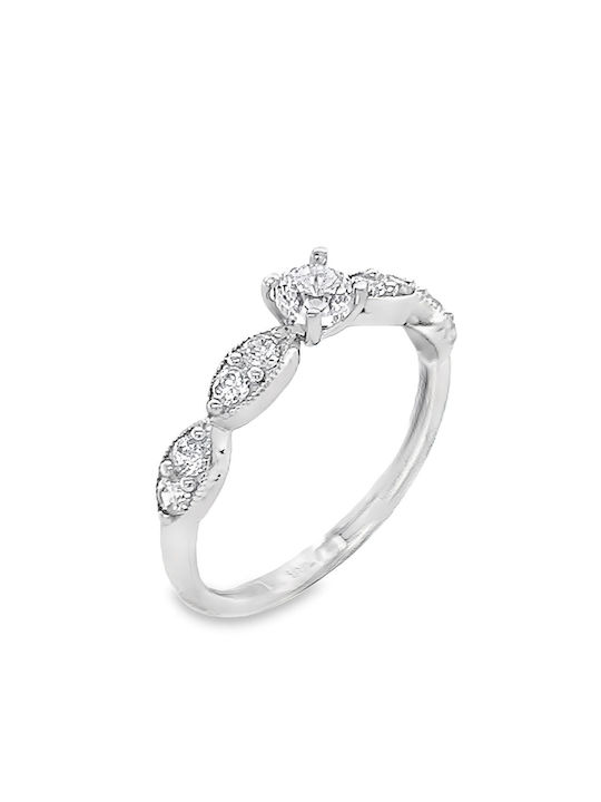 Single Stone Ring in 14 Karat White Gold with Zircon Rn09364