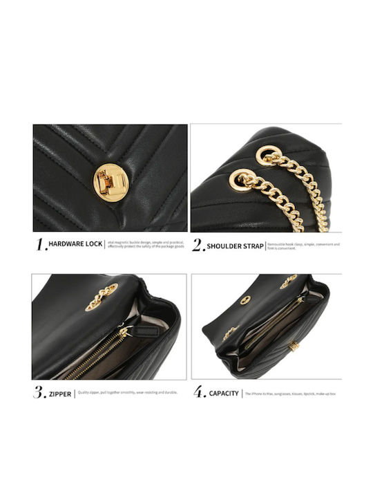 Leder Damentasche Schultertasche Schwarz