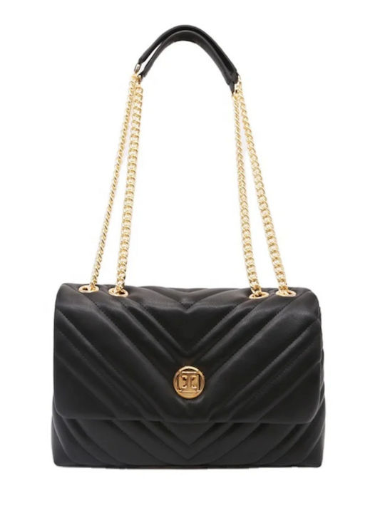 Leder Damentasche Schultertasche Schwarz