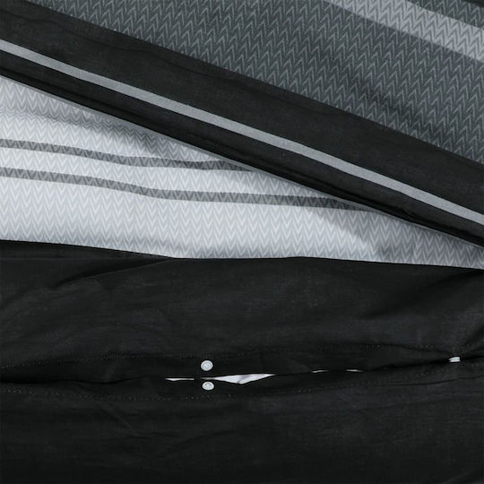 vidaXL Set Cotton Duvet Cover 140x200cm Single with Pillowcase Black