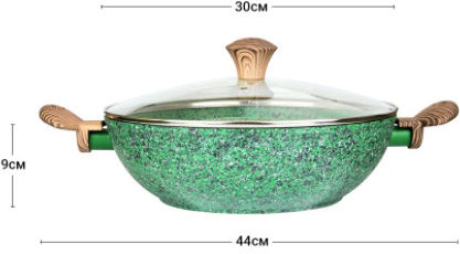 Fissman Malachite Aluminum Wok with Lid with Non-Stick Interior Coating