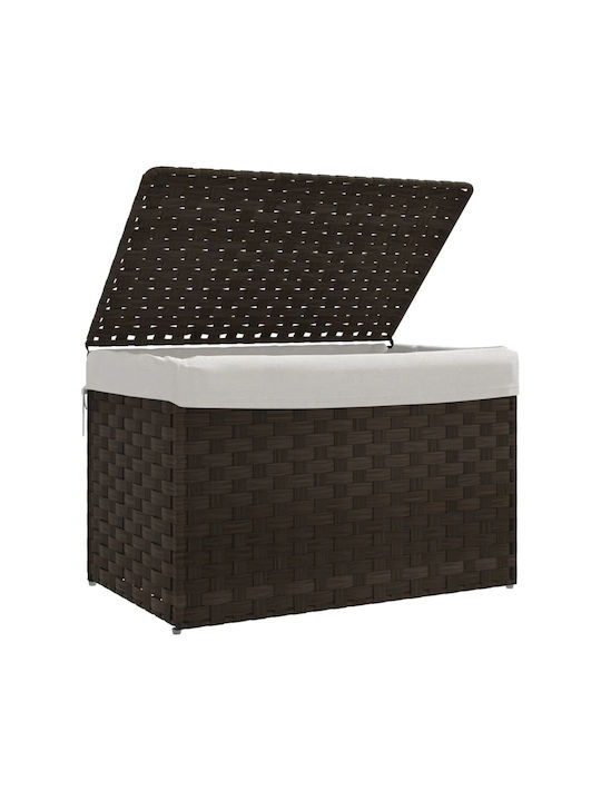 vidaXL Wicker Collapsible Laundry Basket with Lid 55.5x35x34cm Brown