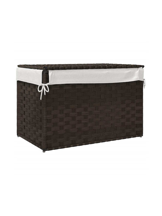 vidaXL Wicker Collapsible Laundry Basket with Lid 55.5x35x34cm Brown