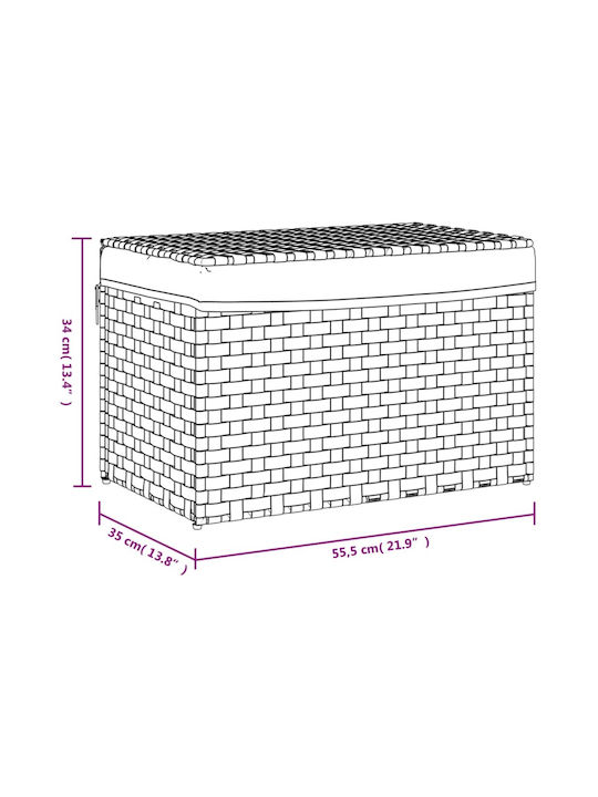 vidaXL Wicker Collapsible Laundry Basket with Lid 55.5x35x34cm Brown