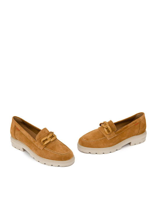 Leather Women's Moccasins in Tabac Brown Color