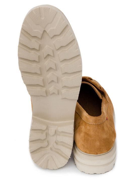 Leather Women's Moccasins in Tabac Brown Color