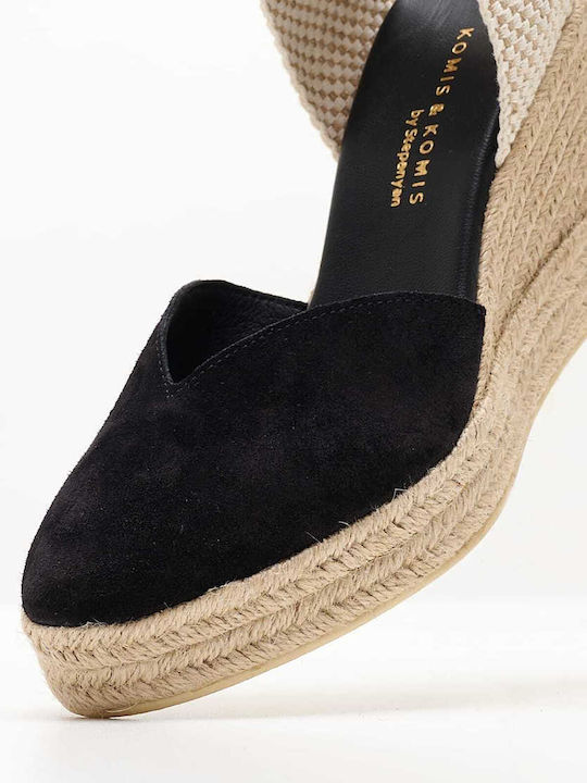 Komis & Komis Women's Leather Platform Espadrilles Black