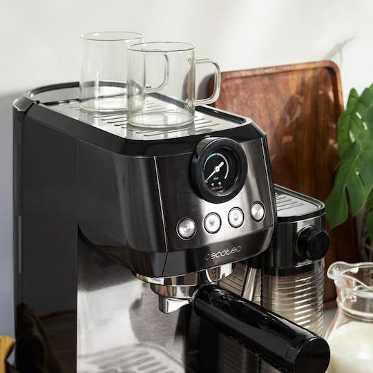 Cecotec Espresso 20 Steel Pro Espresso Coffee Machine 1350W Pressure 20bar for Cappuccino Silver 01985