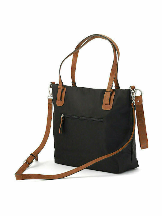 Schwarze Tote-Handtasche aus Stoff für Damen