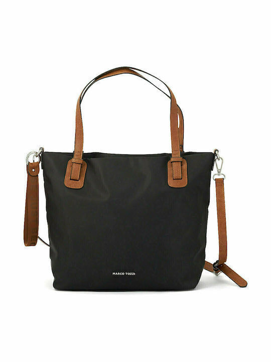 Schwarze Tote-Handtasche aus Stoff für Damen