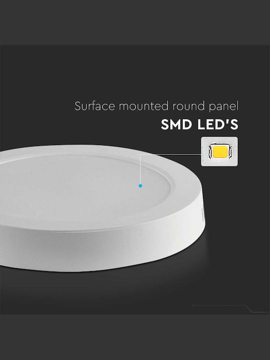 V-TAC Rotund Panou LED Putere 12W cu Alb Natural Lumini