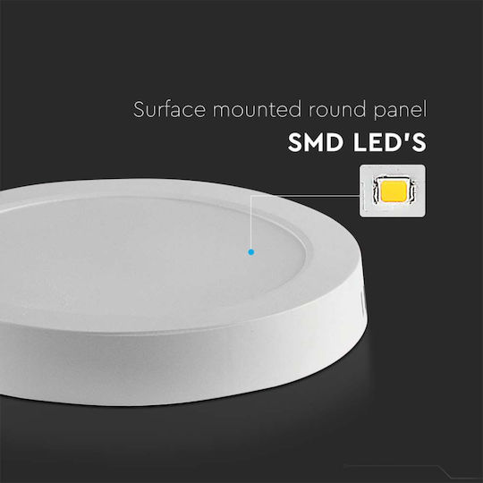 V-TAC Rotund Panou LED Putere 12W cu Alb Natural Lumini