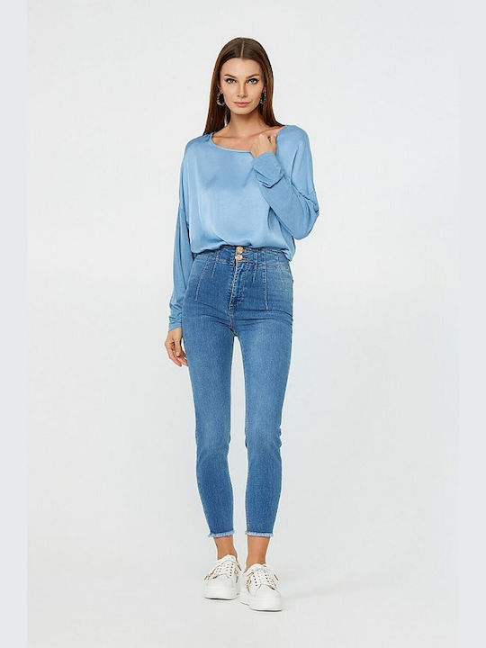 Lynne Damen Denim Hose in Schlanker Passform Blau