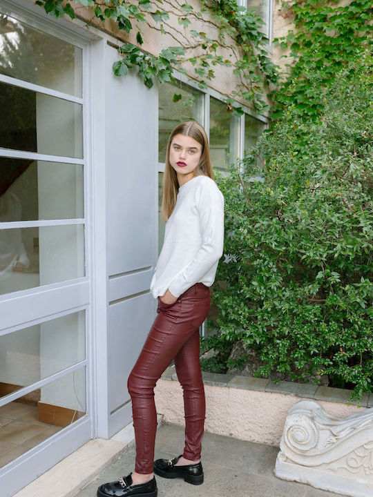 Women's Fabric Trousers Burgundy