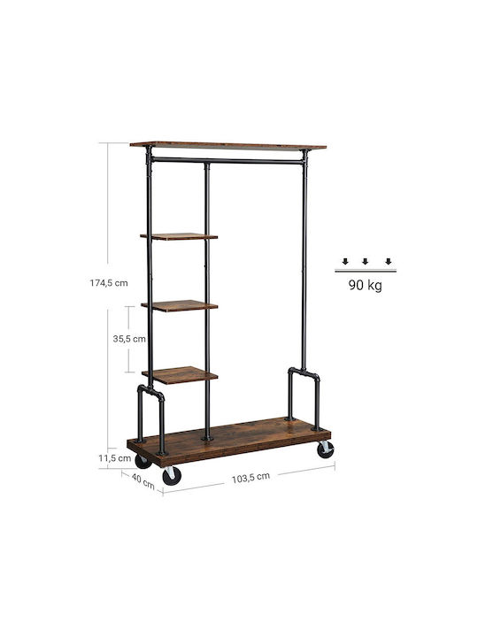 Vasagle Wheeled Floor Garment Rack made of Metal Blue 103.5x40x174.5cm