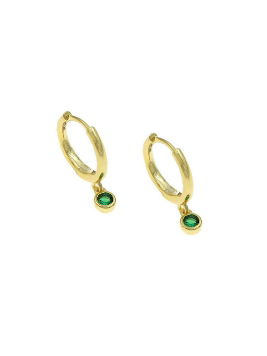 Prince Silvero Earrings Hoops made of Silver Gold Plated with Stones