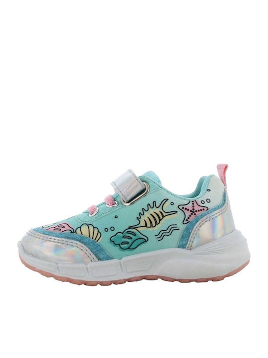 Ariel Παιδικά Sneakers Ανατομικά με Σκρατς & Φωτάκια Τιρκουάζ