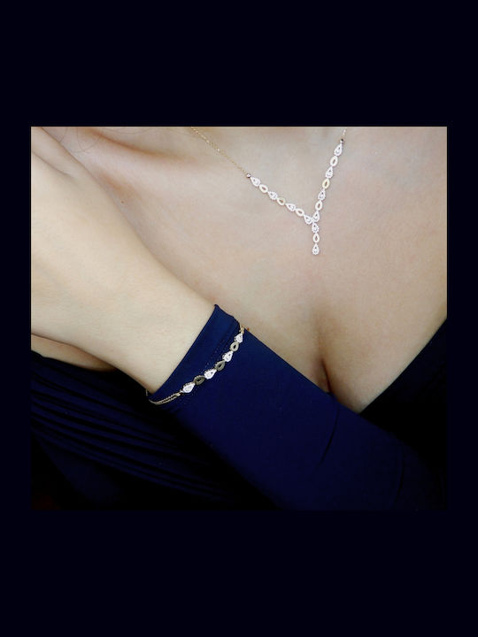 Политимо - Комплект от колие и гривна от 14K злато с цирконии Art-set-133