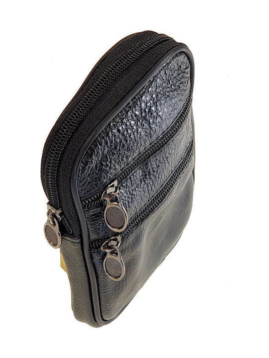 Leder Herrentasche Schulter / Crossbody Schwarz