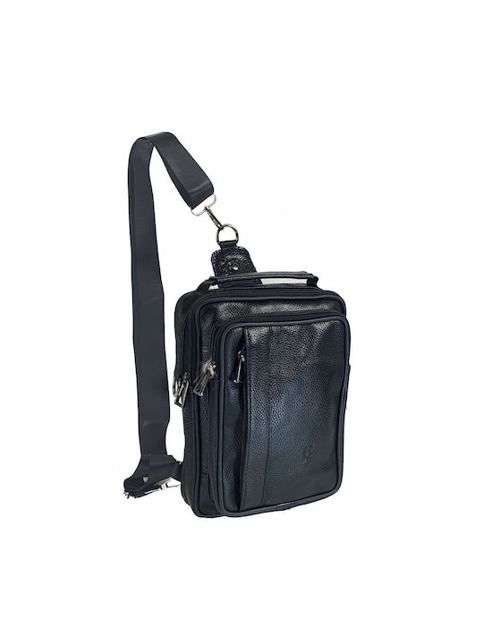 Piele Geantă pentru bărbați Umăr / Crossbody Neagră 2035C-black