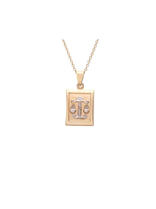 Necklace Zodiac Libra in Yellow Gold 14K CR2759