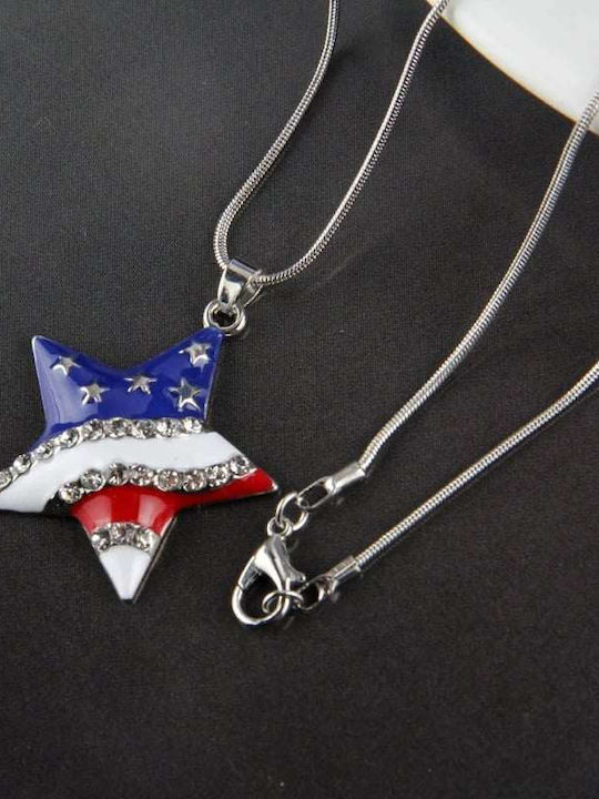 Sternanhänger Halskette mit den Farben Amerikas