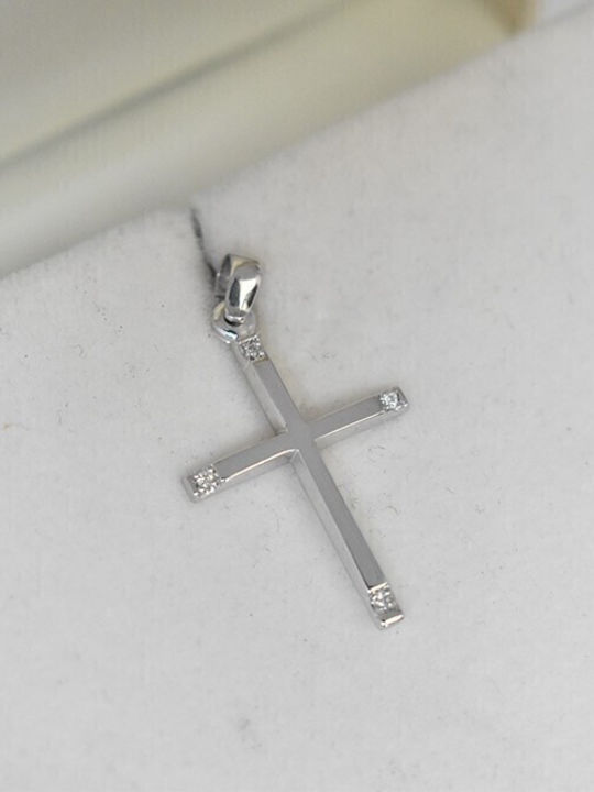 Damen Weißgold Kreuz 14K mit Kette