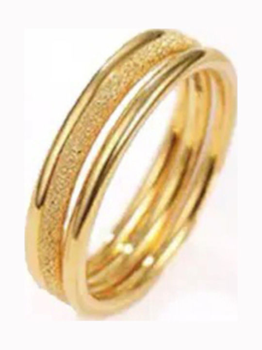 Rings Wedding Set 3 Pieces Steel 316l Gold Bode 02473