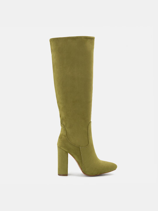 Bozikis Suede High Heel Women's Boots Green