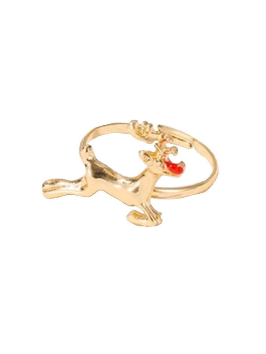 Handmade Gold Metal Christmas Reindeer Ring 2cm Diameter (tatu Moyo)