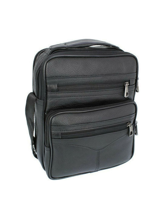 Leder Herrentasche Schulter / Crossbody Schwarz