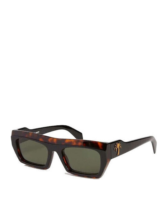 Palm Angels Unisex Sunglasses with Black Plastic Frame and Green Lens PERI028EMPIRE-6055