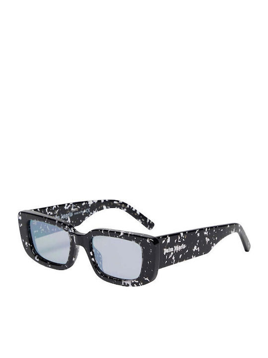 Women's Sunglasses with Black Plastic Frame and Light Blue Lens