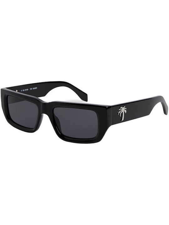 Unisex Sonnenbrille mit Schwarz Kunststoff Gestell und Schwarz Linse