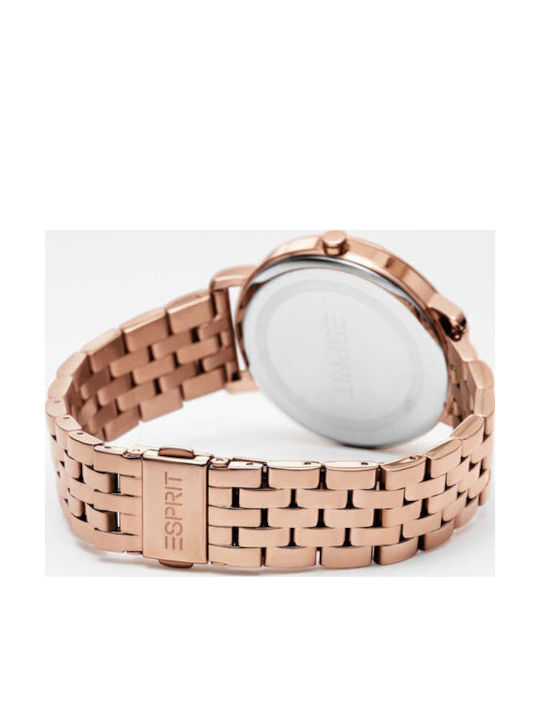 Esprit Signature Γυναικείο Ρολόι Μπαταρίας με Ροζ Χρυσό Μεταλλικό Μπρασελέ
